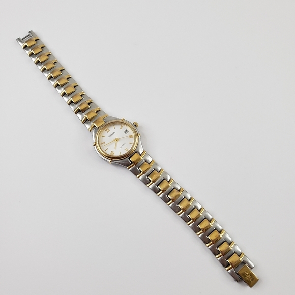 Fossil bracelet watch dress watch gold silver tone - new battery, works great! - Picture 3 of 16